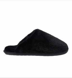 Beach by Mattise Women's Faux Fur Plush Fuzzy Lounge Slippers black Size 10 NEW